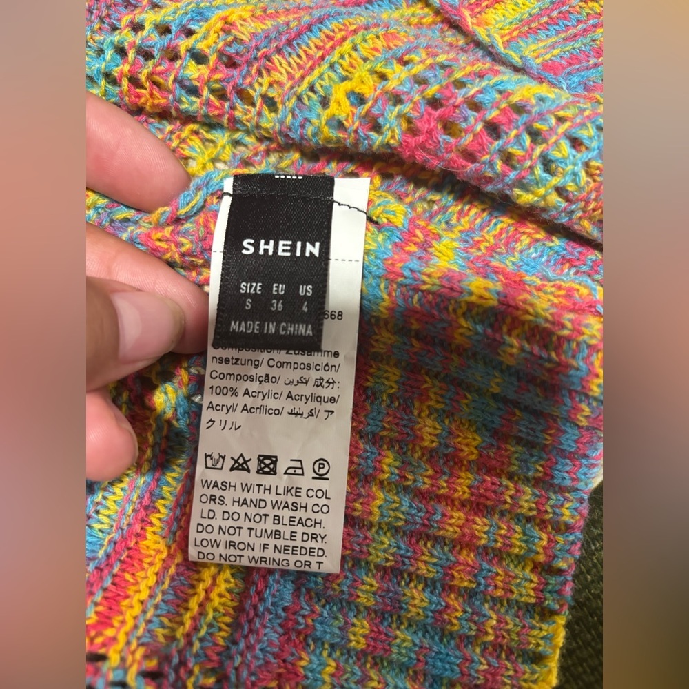 SHEIN Colorful Knit Open-Front Cardigan - Picture 5 of 6